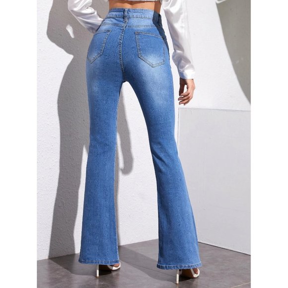 High Waist Flare Leg Stretch Jeans - Picture 6 of 10